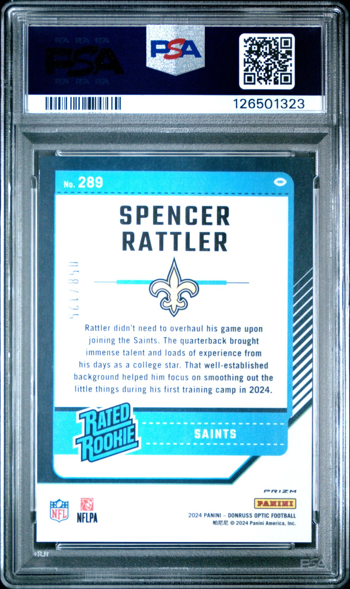 2024 Panini Donruss Optic Spencer Rattler #289 (Red) Nm-Mt 8 back