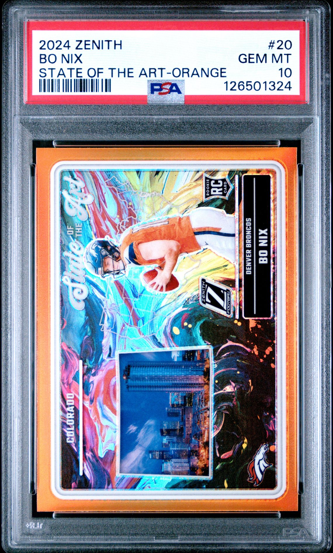 2024 Panini Zenith State Of The Art Bo Nix #20 (State Of The Art-Orange) Gem Mt 10 front