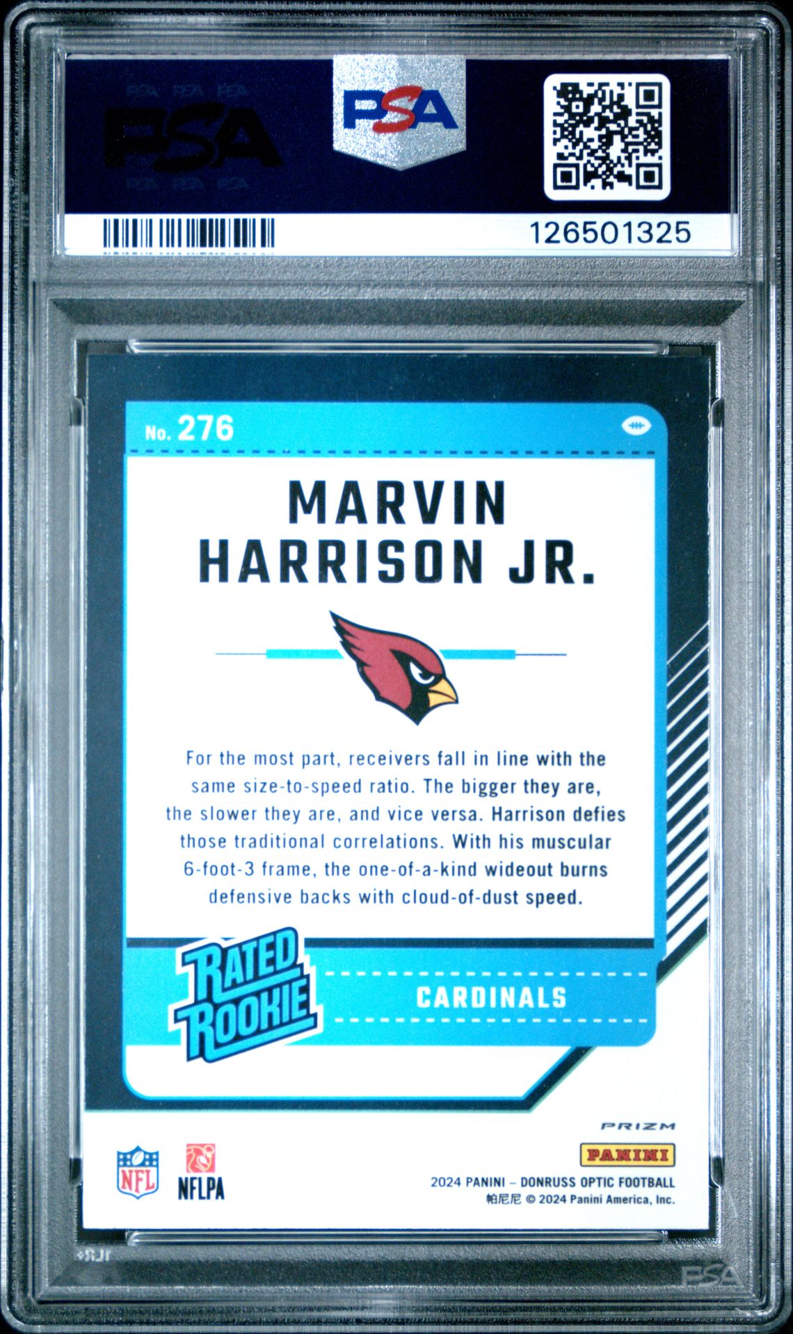 2024 Panini Donruss Optic Marvin Harrison Jr. #276 (Holo) Gem Mt 10 back