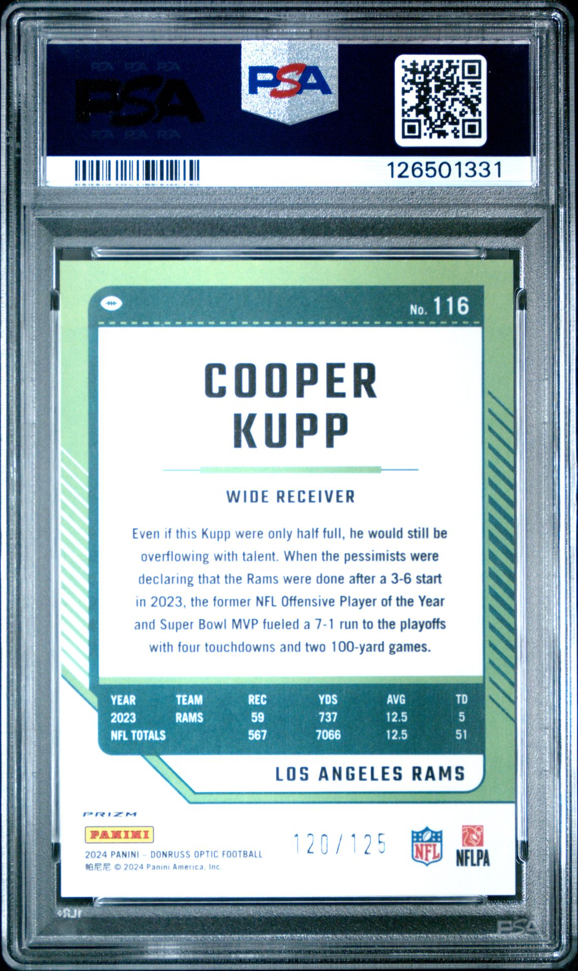 2024 Panini Donruss Optic Cooper Kupp #116 (Red) Mint 9 back