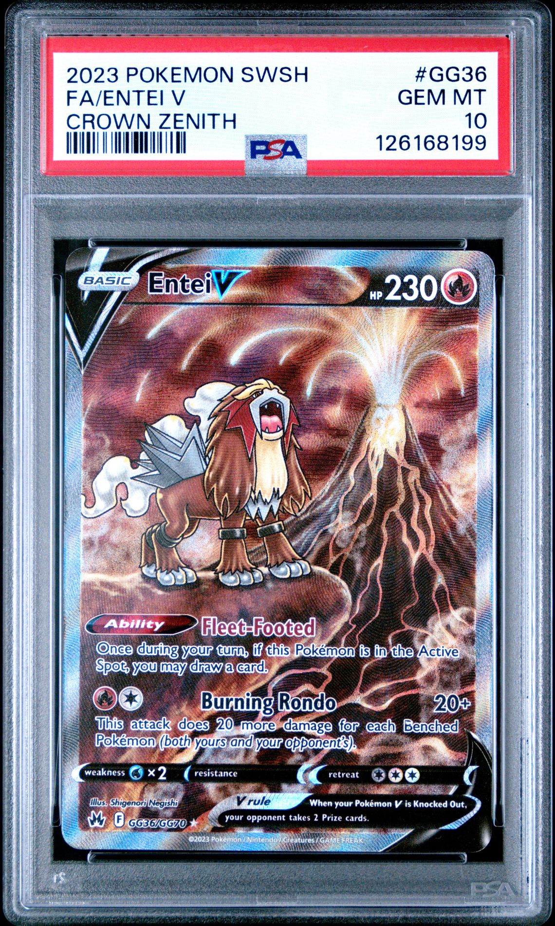 2023 Pokemon Sword And Shield Crown Zenith Fa/Entei V #Gg36 (Crown Zenith) Gem Mt 10 front
