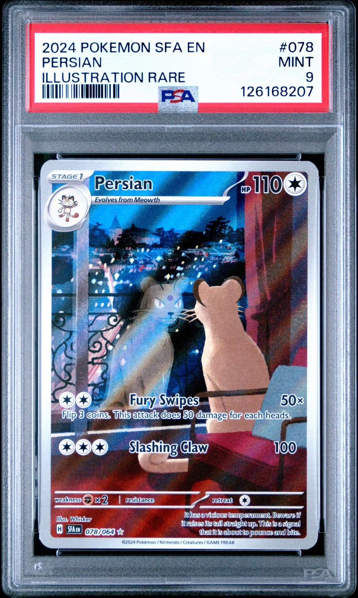 2024 Pokemon Sfa En-Shrouded Fable Persian #078 (Illustration Rare) Mint 9 front