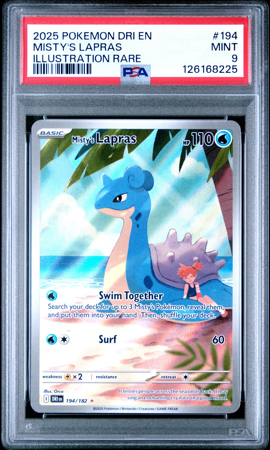 2025 Pokemon Dri En-Destined Rivals Misty's Lapras #194 (Illustration Rare) Mint 9 front
