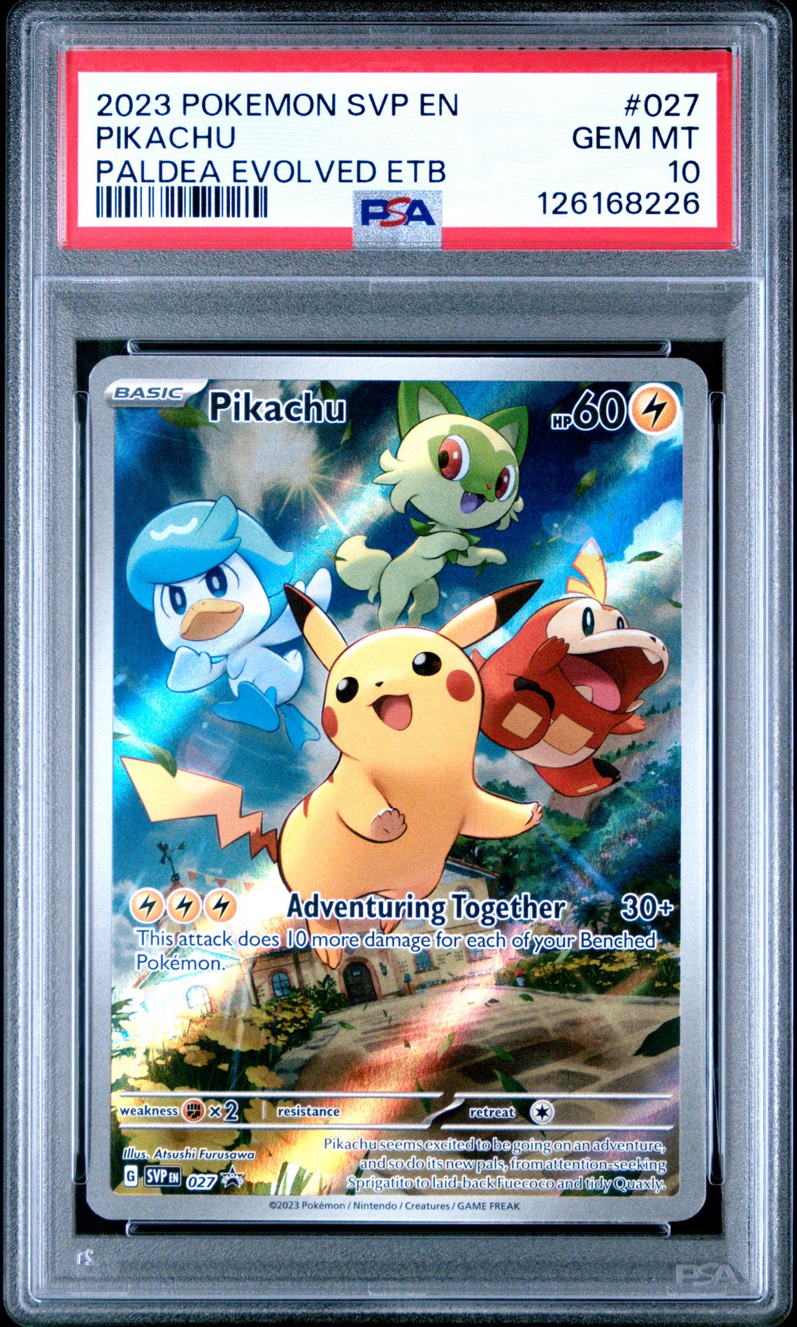 2023 Pokemon Svp En-Sv Black Star Promo Pikachu #027 (Paldea Evolved Etb) Gem Mt 10 front