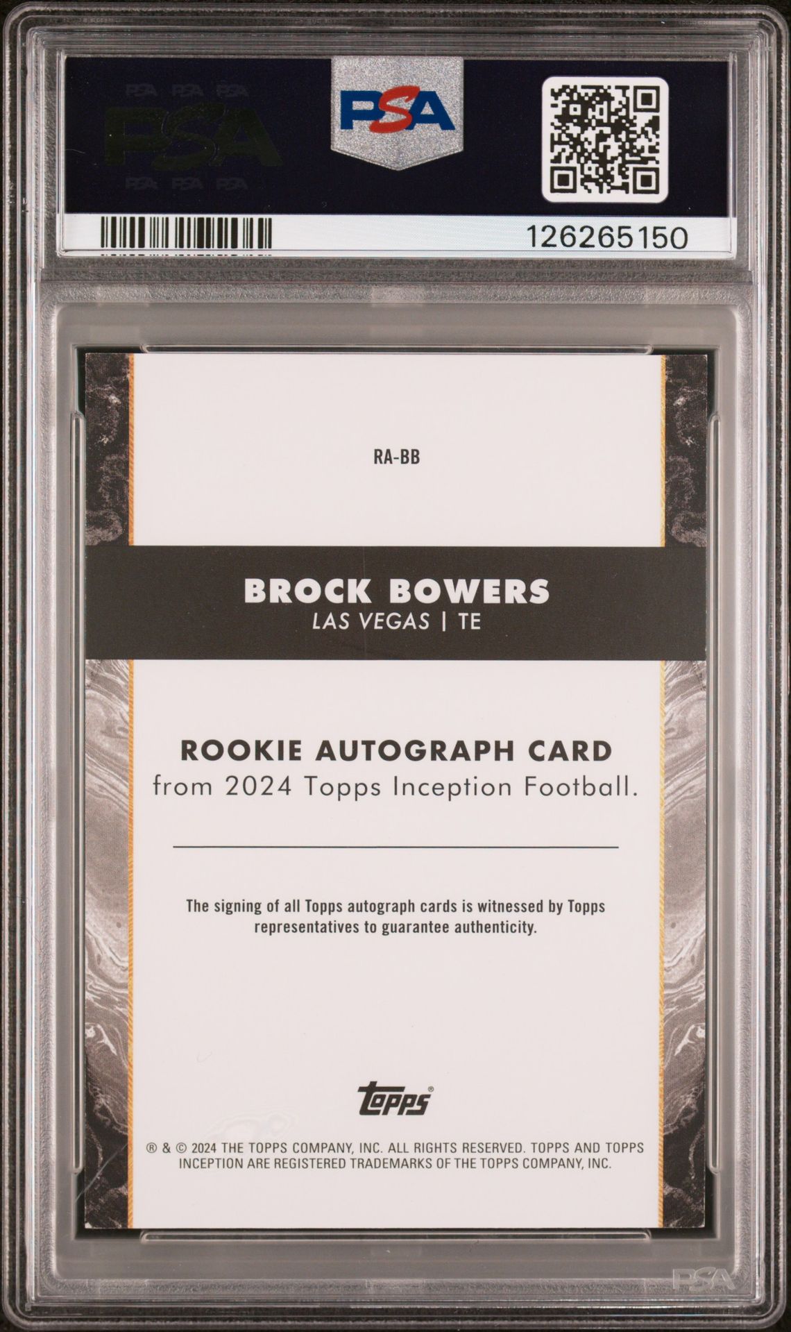 2024 Topps Inception Rookie Autographs Brock Bowers #Rabb (Rookie Autograph-Red) Nm-Mt 8 back