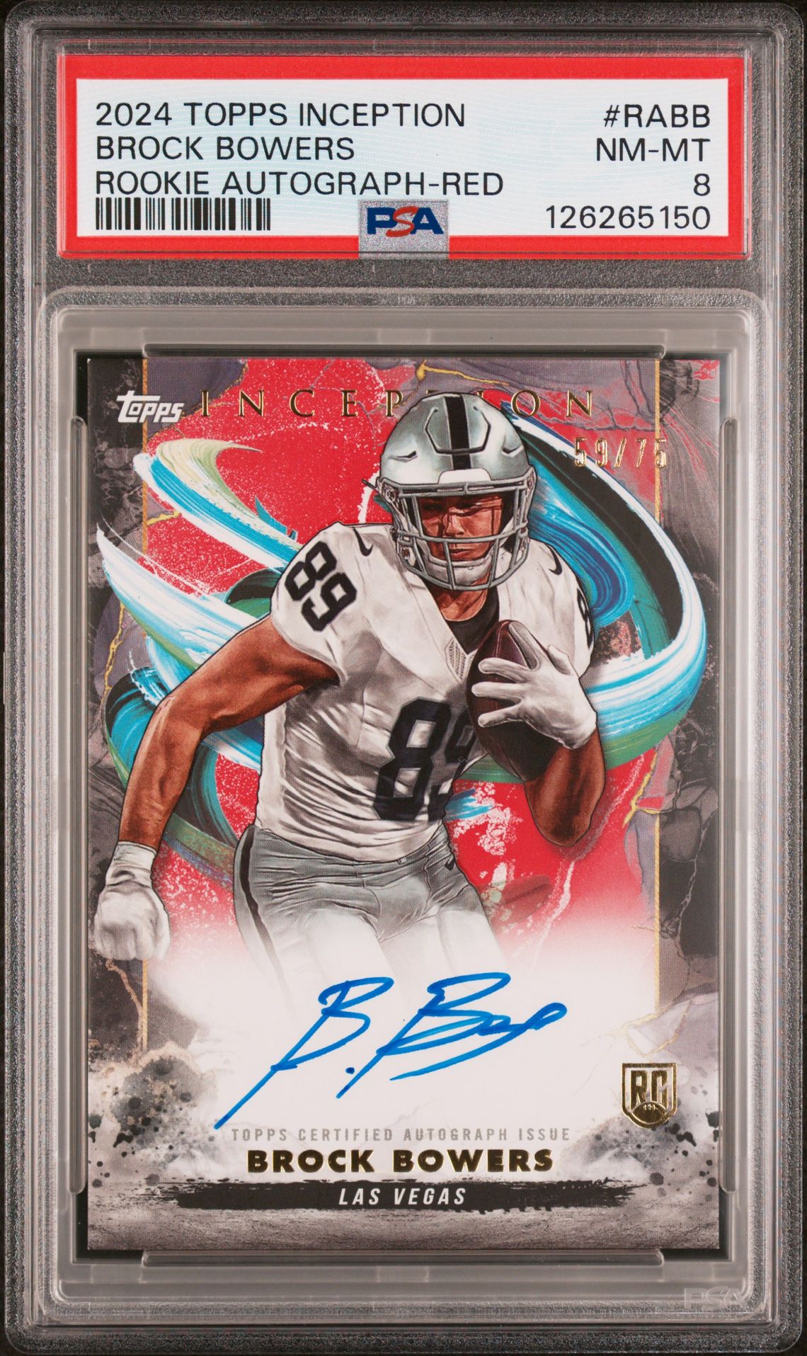 2024 Topps Inception Rookie Autographs Brock Bowers #Rabb (Rookie Autograph-Red) Nm-Mt 8 front