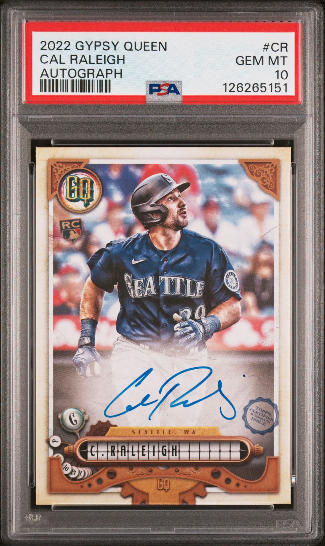2022 Topps Gypsy Queen Autographs Cal Raleigh #Cr (Autograph) Gem Mt 10 front