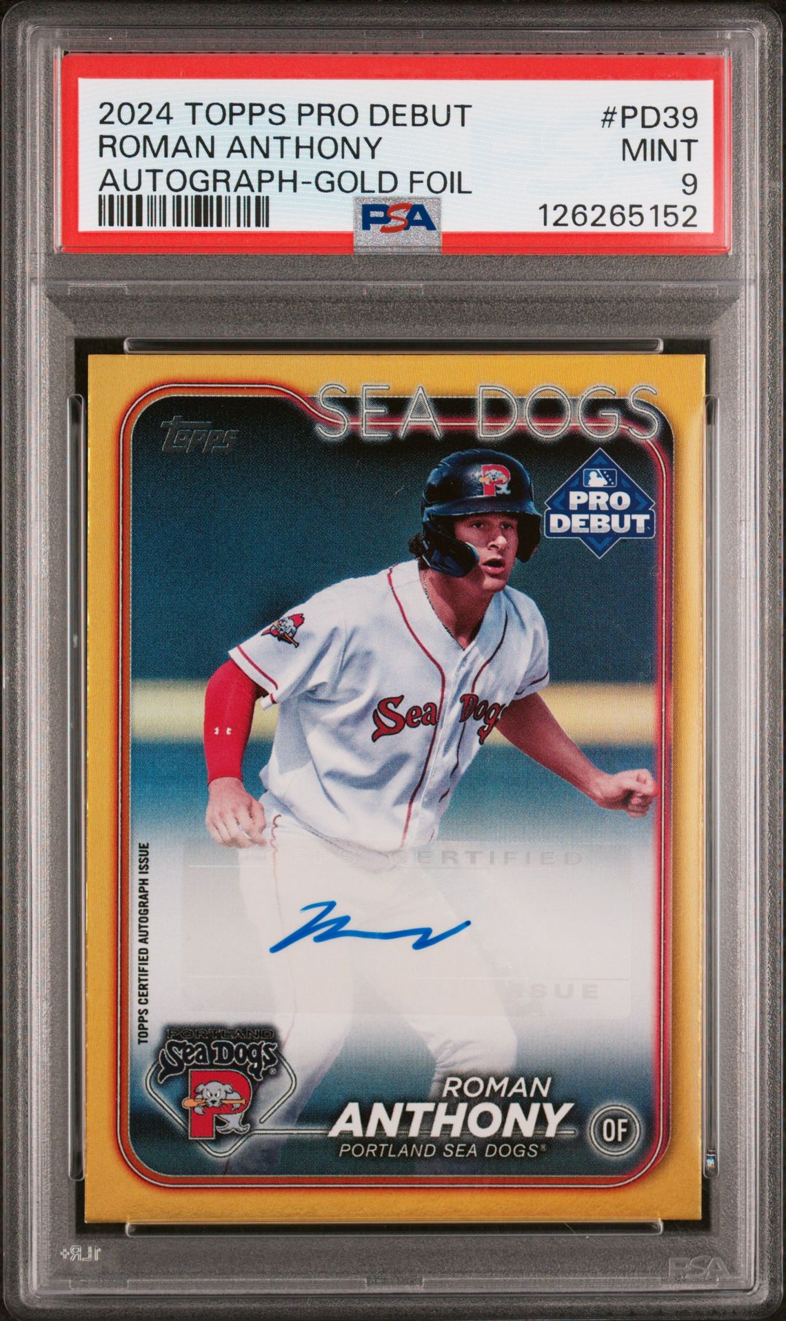 2024 Topps Pro Debut Roman Anthony #Pd39 (Autograph-Gold Foil) Mint 9 front