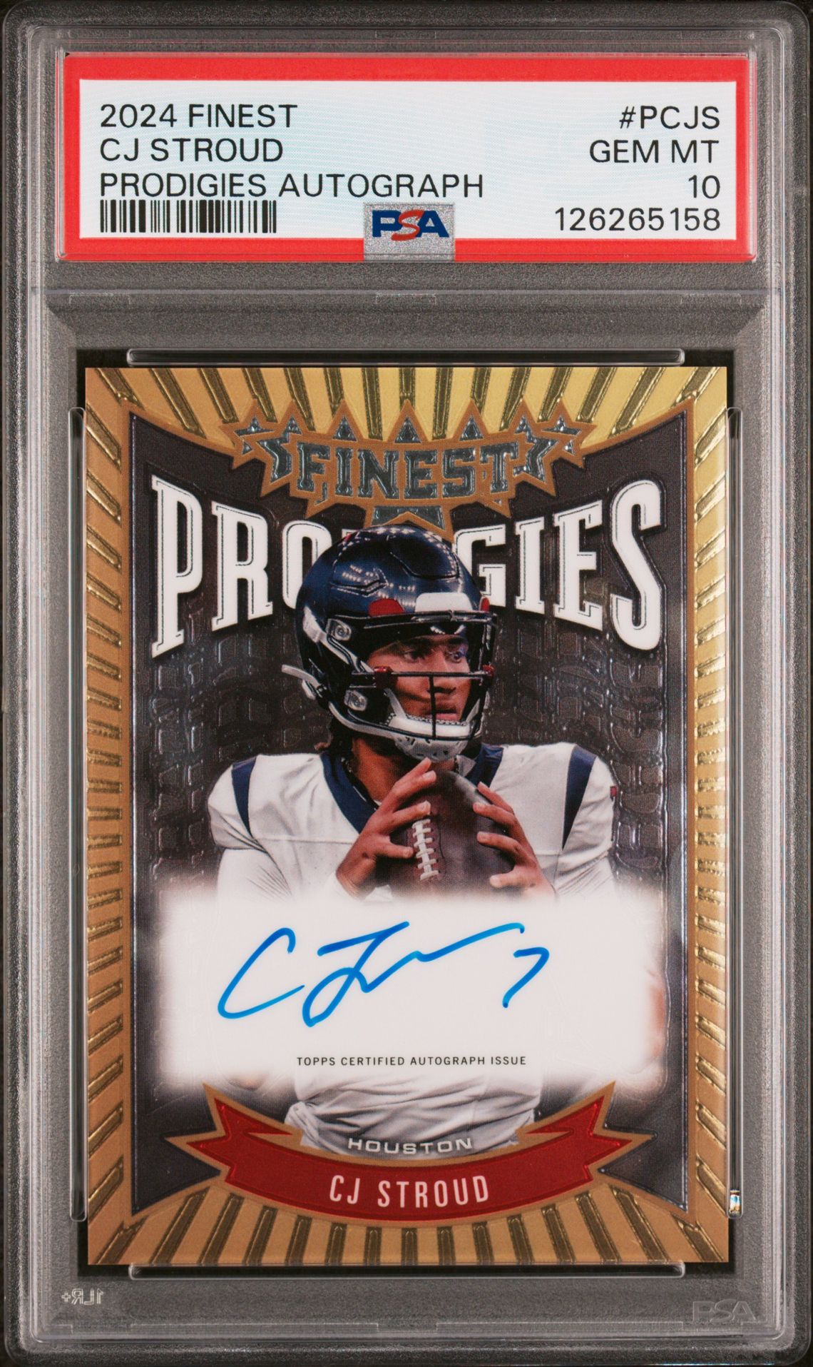 2024 Topps Finest Prodigies Autographs Cj Stroud #Pcjs Gem Mt 10 front