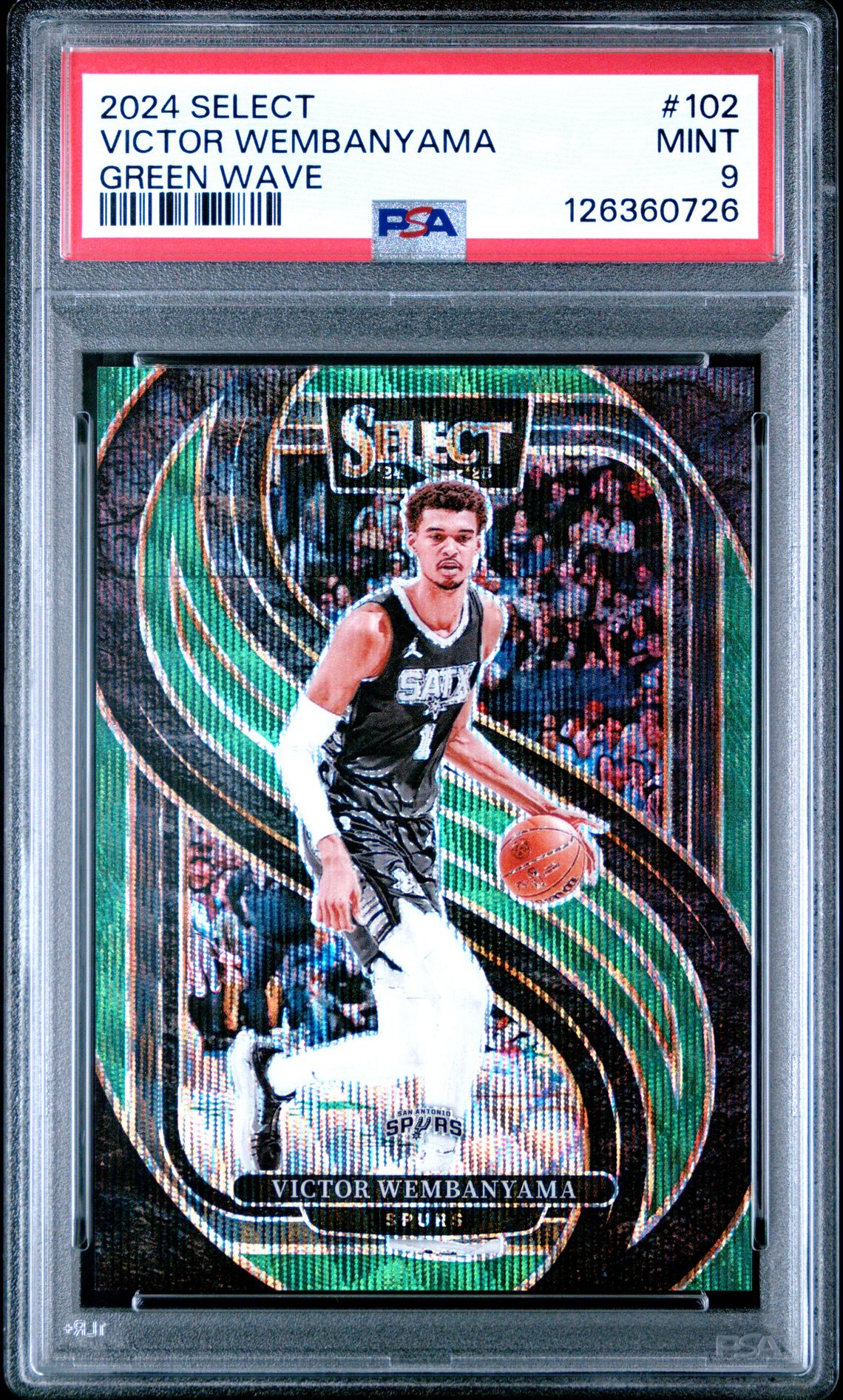 2024 Panini Select Victor Wembanyama #102 (Green Wave) Mint 9 front