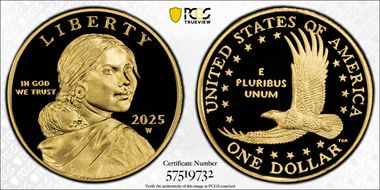 2025-W SAC$1 25th Anniversary .9999 Au First Strike PR70DCAM