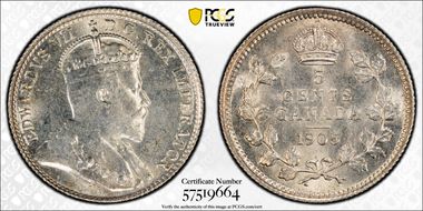 1905 5C Narrow Date MS64