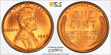 1952 1C MS67RD