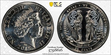 2015 50C Spirit of Anzac Colorized MS63