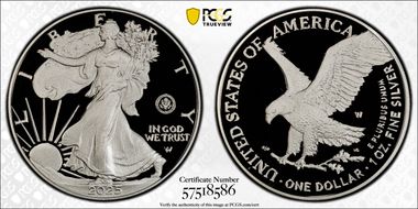 2025-W $1 Silver Eagle w/ U.S. Army Privy 250th Anniversary First Strike PR69DCAM