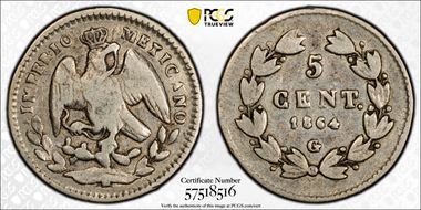 1864-G 5C Maxmilian VF25