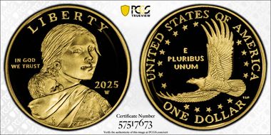2025-W SAC$1 25th Anniversary .9999 Au First Strike PR70DCAM