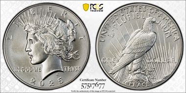 2025 $1 Peace Dollar MS70