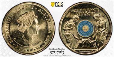 2023 $2 35th Ann $2 Coin Set Colorized Ambulance Services MS67