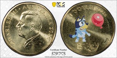 2024 $1 Bluey w/Balloon - Dollarbucks Colorized MS68