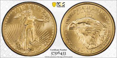 2021-W $10 Gold Eagle - Type 2 Unfinished Proof Dies MS70
