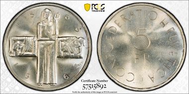 1963 B 5 Fr Red Cross MS64