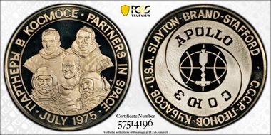 1975-FM Medal Apollo-Soyuz Ag PR68DCAM