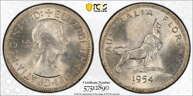 1954(m) Florin Royal Visit KM-55  Ag MS66