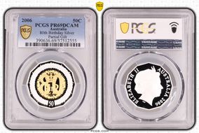 2006 50C 80th Birthday Silver Partial Gilt PR69DCAM