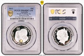 2011 50C Royal Wedding Ag Selective Gilt PR68DCAM