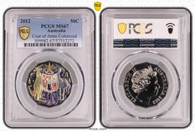 2012 50C Coat of Arms Colorized MS67