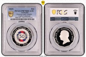 2025 50C Honours and Awards CuNi Colorized PR70DCAM