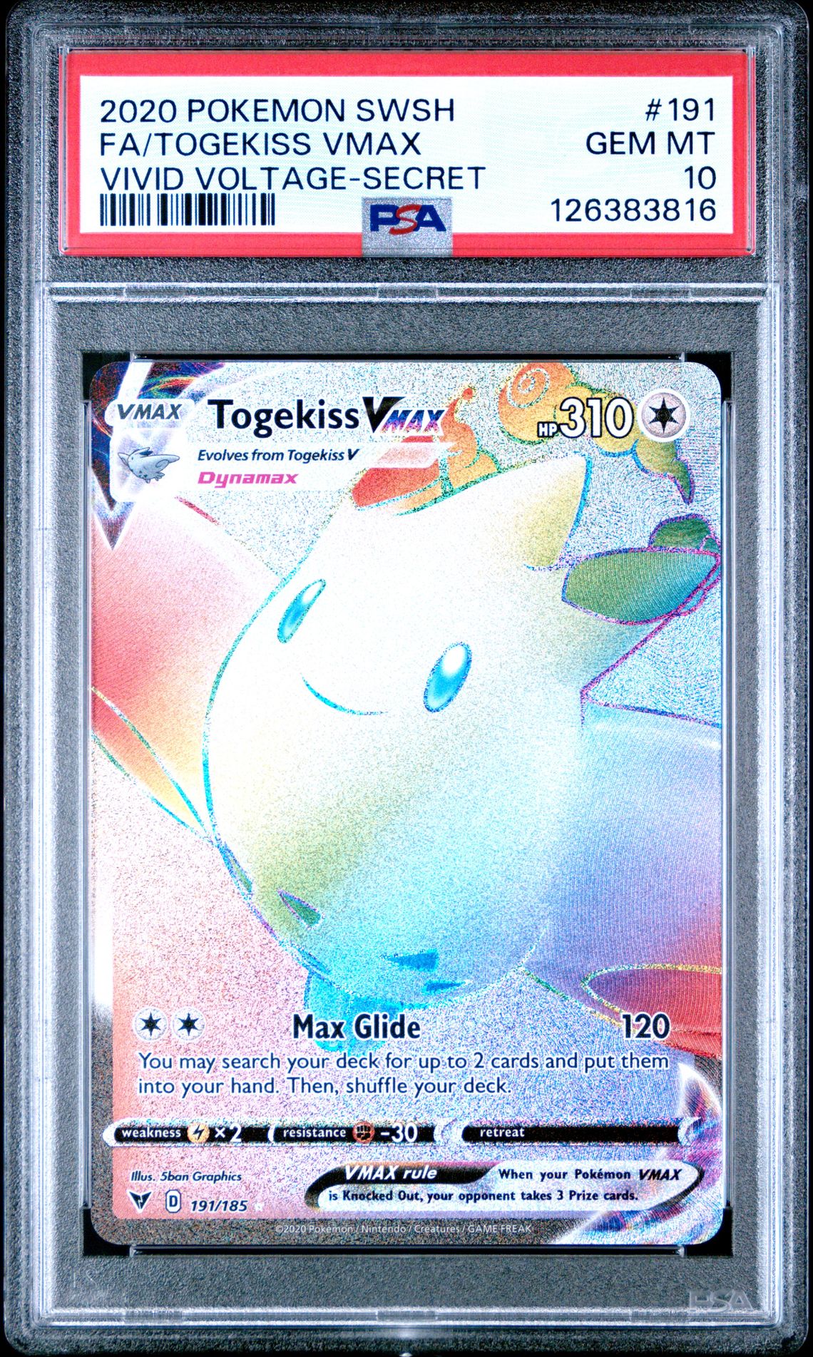 2020 Pokemon Vivid Voltage Vividvoltage-Secret Pa VIVID VOLTAGE-SECRET #191 FA/Togekiss VMAX front