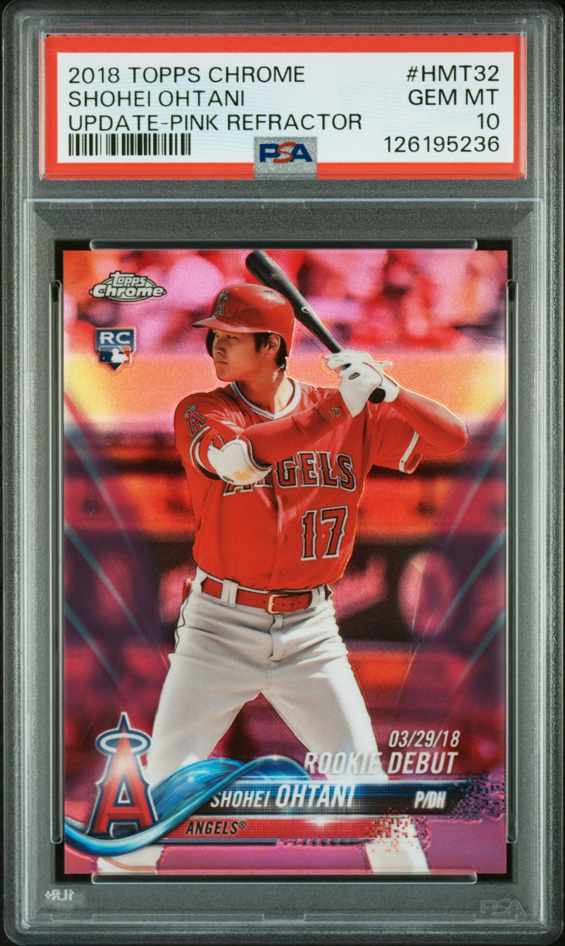 2018 Topps TOPPS CHROME UPDATE Pink Refractor #HMT32 Shohei Ohtani front