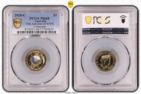 2020-C $2 75th Ann End of WWII Colorized MS68