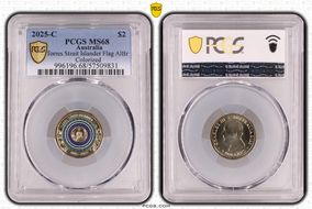 2025-C $2 Torres Strait Islander Flag Colorized  AlBr MS68