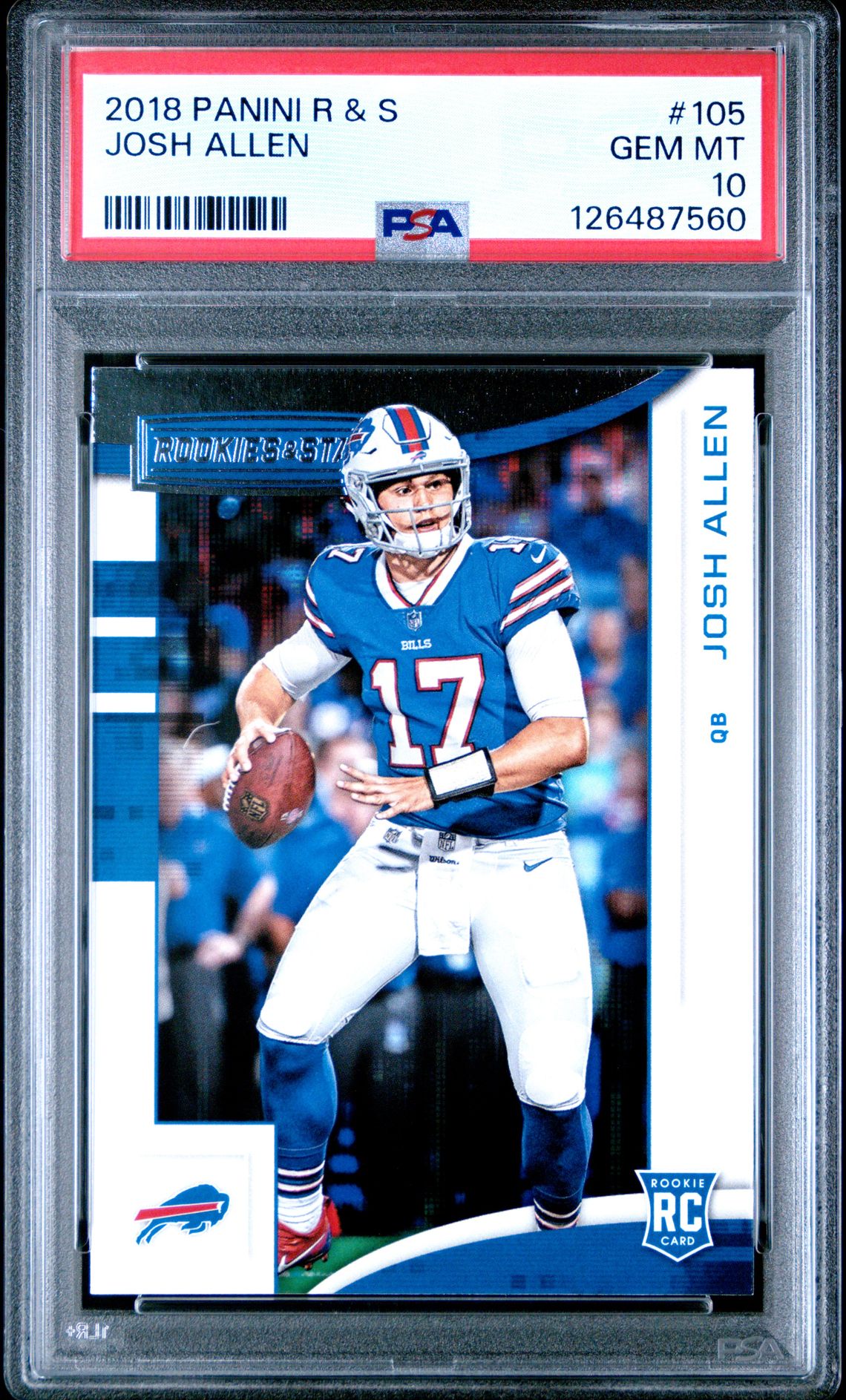 2018 Panini Rookies & Stars Josh Allen #105 Gem Mt 10 front view - PSA graded GEM MT 10