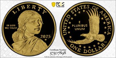 2025-W SAC$1 25th Anniversary .9999 Au First Strike PR70DCAM