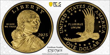 2025-W SAC$1 25th Anniversary .9999 Au First Strike PR70DCAM