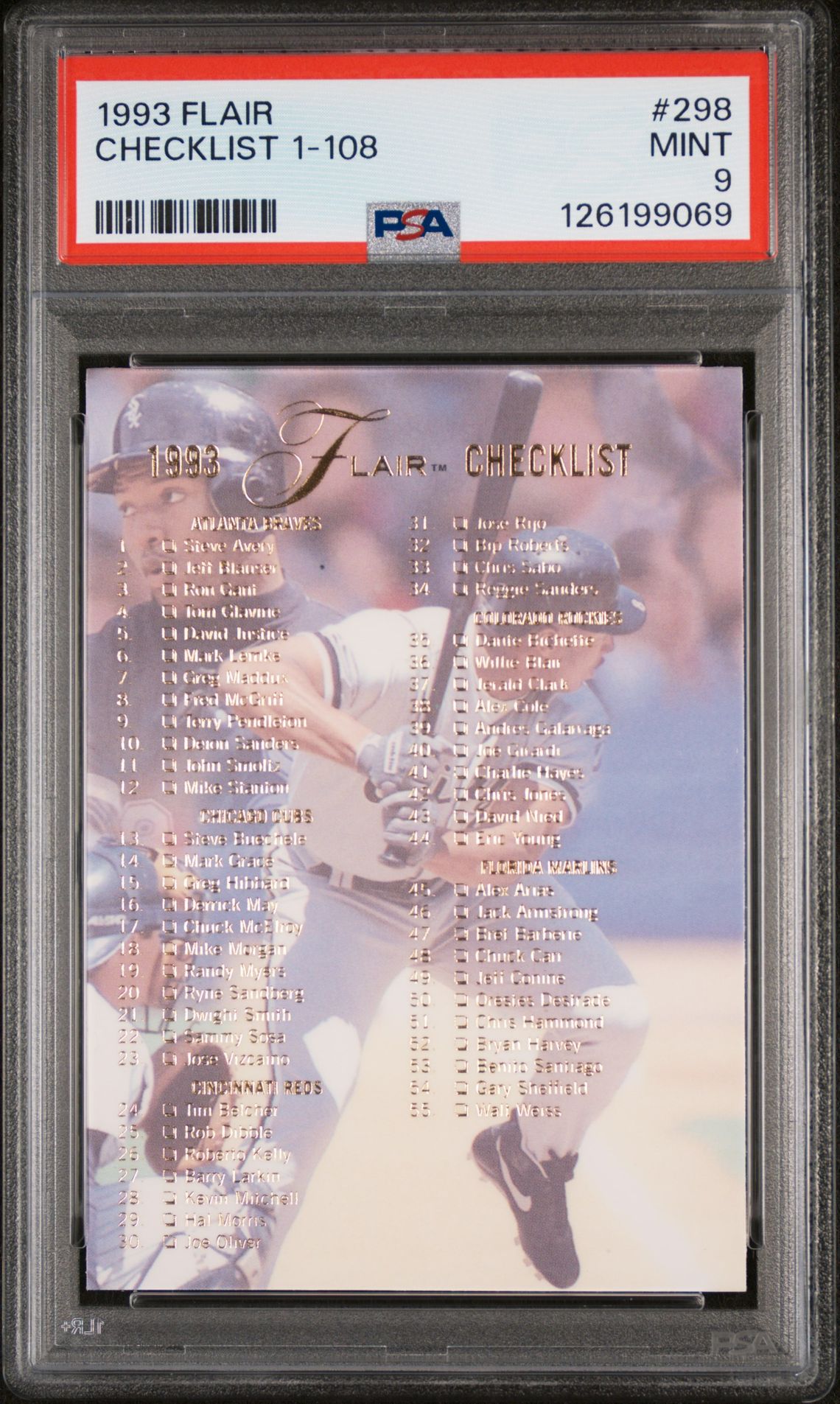 1993 Flair Checklist 1-108 #298 Mint 9 front