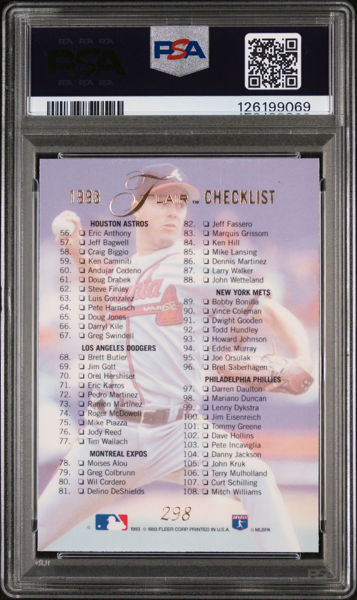 1993 Flair Checklist 1-108 #298 Mint 9 back