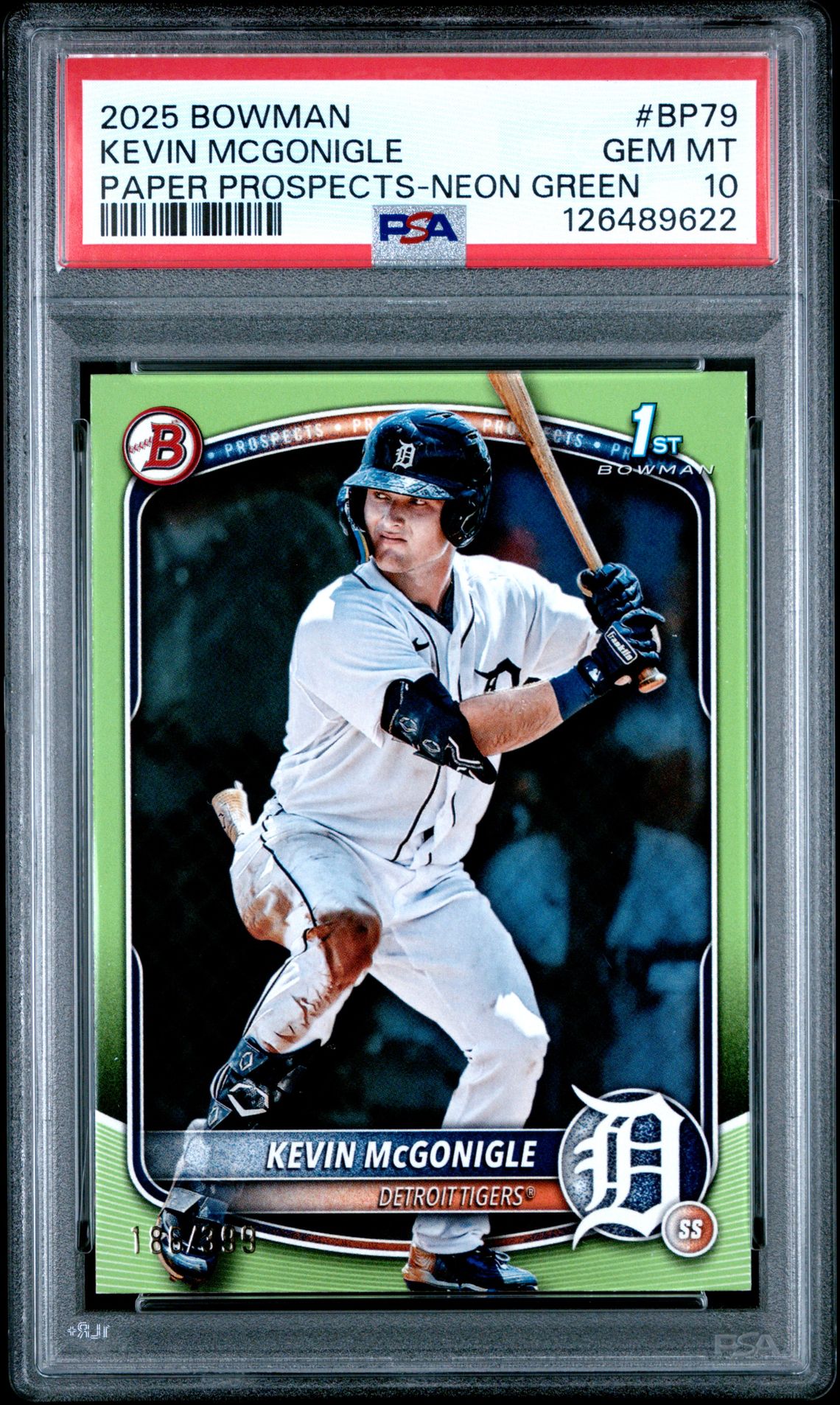 2025 Bowman BOWMAN PAPER PROSPECTS NEON GREEN #BP79 Kevin Mcgonigle front