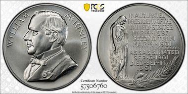 (2025) Medal William McKinley "1901" Silver Matte Finish MS70
