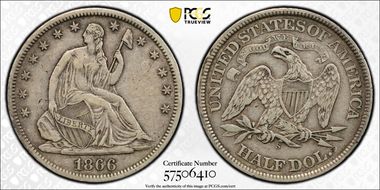 1866-S 50C Motto VF35