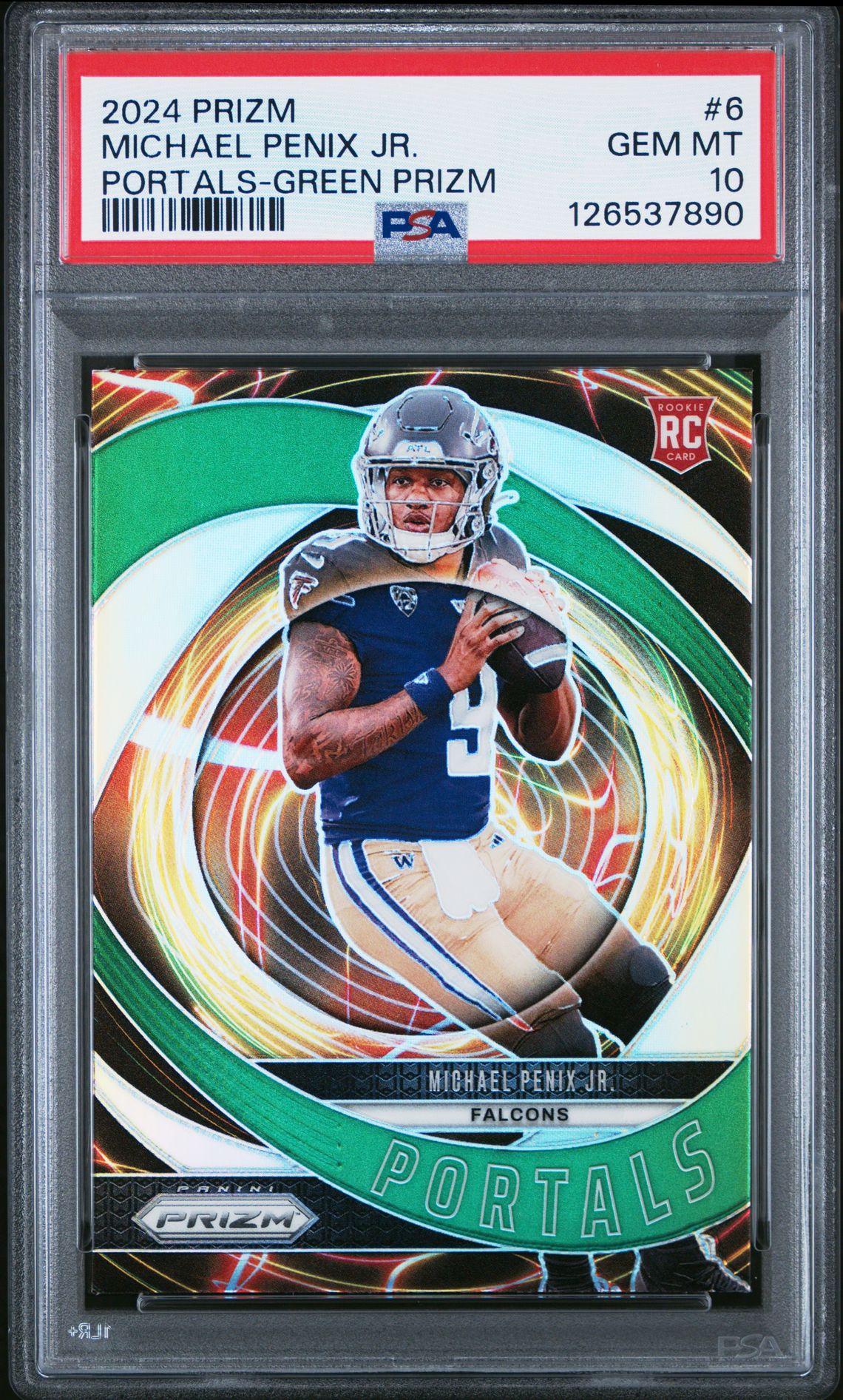 2024 Panini Prizm Portals Michael Penix Jr. #6 (Portals-Green Prizm) Gem Mt 10 front