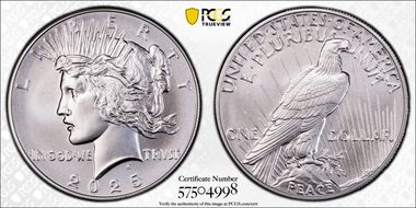 2025 $1 Peace Dollar MS70