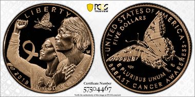 2018-W $5 Breast Cancer Awareness PR70DCAM