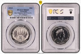 2023 50C Her Majesty QEII Cu-Ni Six Effigies MS69