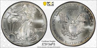 2000 $1 Silver Eagle MS66