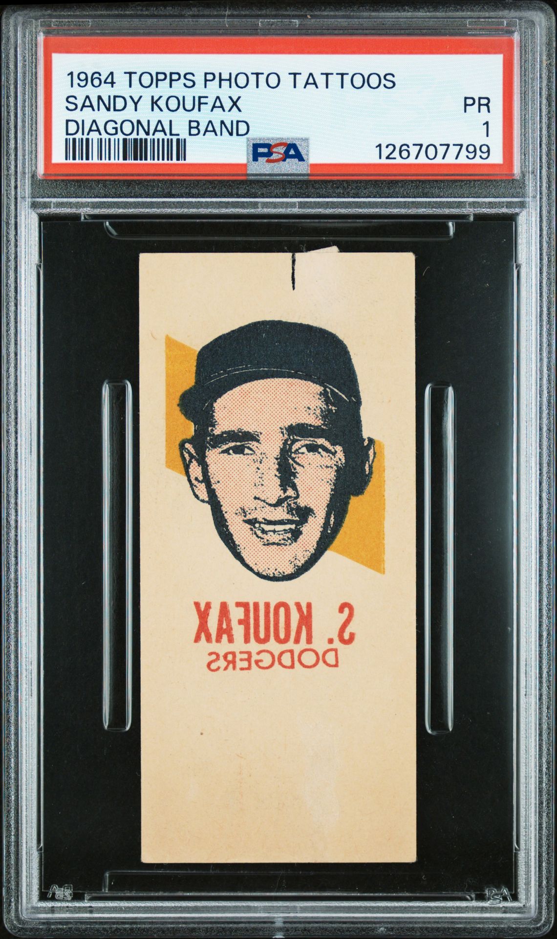 1964 Topps TOPPS PHOTO TATTOOS DIAGONAL BAND Sandy Koufax front